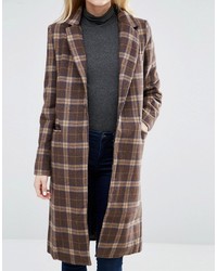 Женское коричневое пальто в клетку от Glamorous