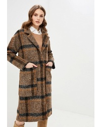 Женское коричневое пальто в шотландскую клетку от Fresh Cotton