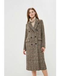 Женское коричневое пальто в шотландскую клетку от On Parle de Vous