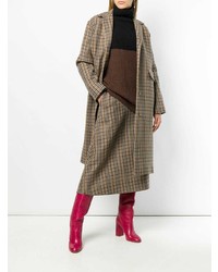 Женское коричневое пальто в шотландскую клетку от Rochas