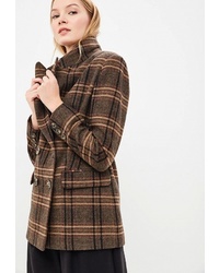 Женское коричневое пальто в шотландскую клетку от Ruxara