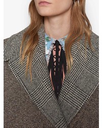 Женское коричневое пальто с вышивкой от Gucci