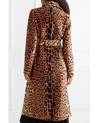 Женское коричневое пальто с леопардовым принтом от Victoria Beckham