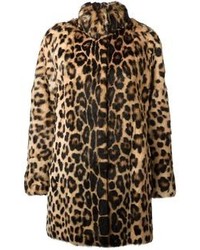 Женское коричневое пальто с леопардовым принтом от Blugirl