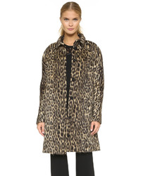 Женское коричневое пальто с леопардовым принтом от Giambattista Valli