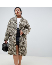Женское коричневое пальто с леопардовым принтом от LOST INK PLUS