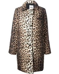 Женское коричневое пальто с леопардовым принтом от Moschino Cheap & Chic