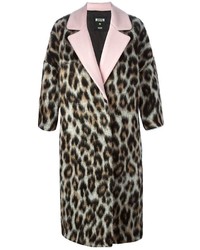 Женское коричневое пальто с леопардовым принтом от MSGM