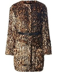 Женское коричневое пальто с леопардовым принтом от Nina Ricci