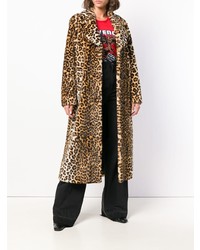 Женское коричневое пальто с леопардовым принтом от Stand