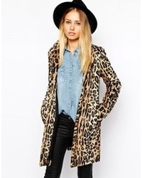 Женское коричневое пальто с леопардовым принтом от Pepe Jeans