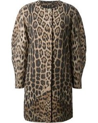 Женское коричневое пальто с леопардовым принтом от Roberto Cavalli