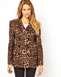 Женское коричневое пальто с леопардовым принтом от See U Soon