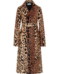 Женское коричневое пальто с леопардовым принтом от Victoria Beckham