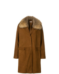 Коричневое пальто с меховым воротником от P.A.R.O.S.H.