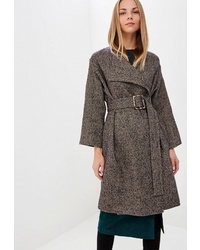 Женское коричневое пальто с узором "в ёлочку" от Ruxara