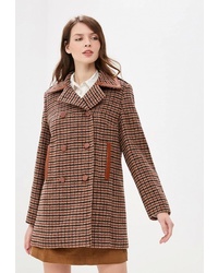 Женское коричневое пальто с узором "гусиные лапки" от Madeleine