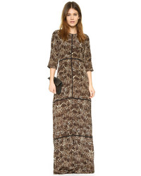 Коричневое платье-макси с леопардовым принтом от The Kooples