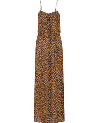 Коричневое платье-макси с леопардовым принтом от Vix