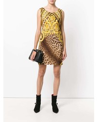 Коричневое платье-футляр с леопардовым принтом от Versace Vintage