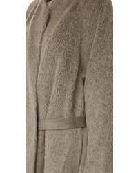 Женское коричневое пушистое пальто от Helmut Lang