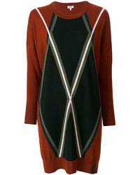 Коричневое шерстяное вязаное платье от Kenzo