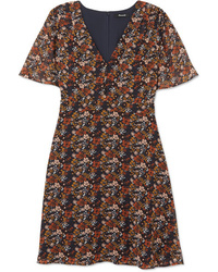 Коричневое шифоновое платье прямого кроя с цветочным принтом от Madewell