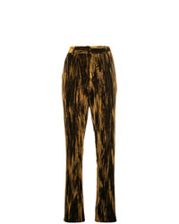 Коричневые бархатные узкие брюки от Saint Laurent