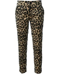 Женские коричневые брюки-галифе с леопардовым принтом от Etro