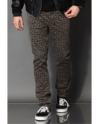 Коричневые брюки чинос с леопардовым принтом