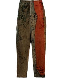 Коричневые брюки чинос с принтом тай-дай от Uma Wang