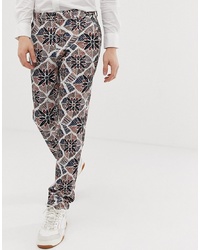 Коричневые брюки чинос с цветочным принтом от ASOS DESIGN