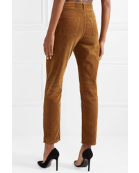 Женские коричневые вельветовые классические брюки от Saint Laurent