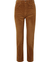 Женские коричневые вельветовые классические брюки от Saint Laurent
