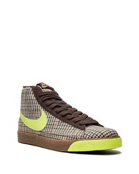 Мужские коричневые высокие кеды из плотной ткани в клетку от Nike