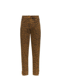 Коричневые джинсы с леопардовым принтом
