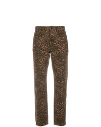 Женские коричневые джинсы с леопардовым принтом от Alexander Wang