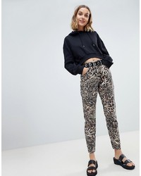 Женские коричневые джинсы с леопардовым принтом от ASOS DESIGN