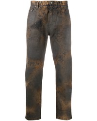 Мужские коричневые джинсы с принтом от Dolce & Gabbana