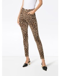 Коричневые джинсы скинни с леопардовым принтом от Frame Denim