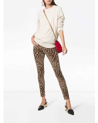 Коричневые джинсы скинни с леопардовым принтом от Frame Denim