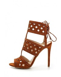 Коричневые замшевые босоножки на каблуке от River Island