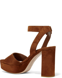 Женские коричневые замшевые босоножки от Miu Miu