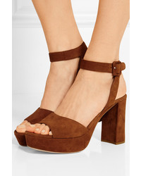 Женские коричневые замшевые босоножки от Miu Miu