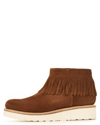 Коричневые замшевые ботильоны c бахромой от Grenson