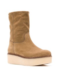 Коричневые замшевые ботильоны на танкетке от Flamingos