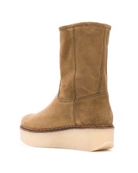 Коричневые замшевые ботильоны на танкетке от Flamingos