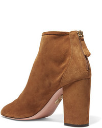 Коричневые замшевые ботильоны от Aquazzura