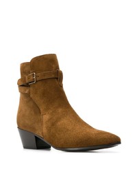 Коричневые замшевые ботильоны от Saint Laurent