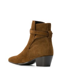 Коричневые замшевые ботильоны от Saint Laurent